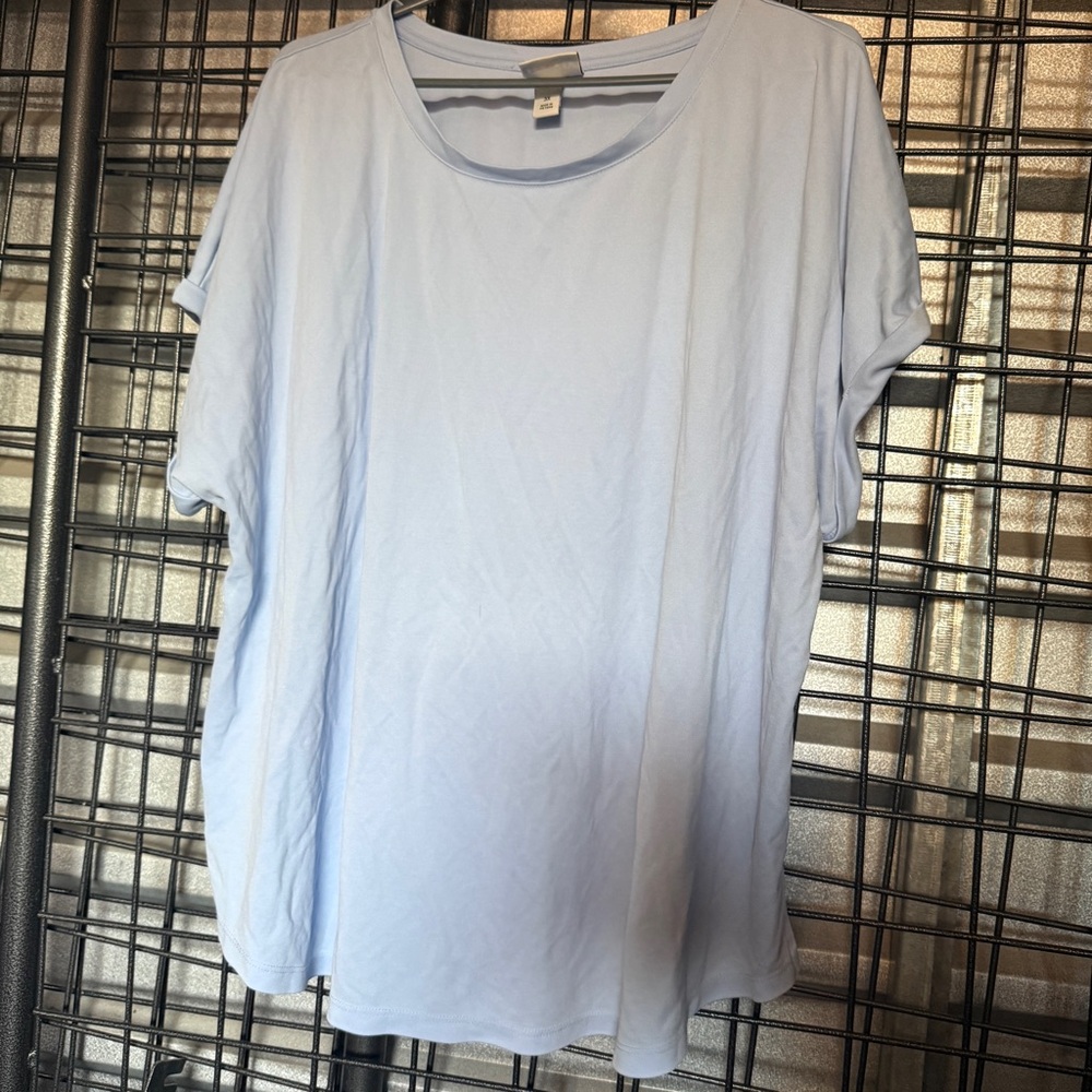 Ava & Viv 3x Light Blue Short Sleeve Top tunic shirt modal solid XXXL A7
